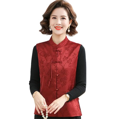 Costume de printemps chinois haut de gamme en rouge éclatant pour femme