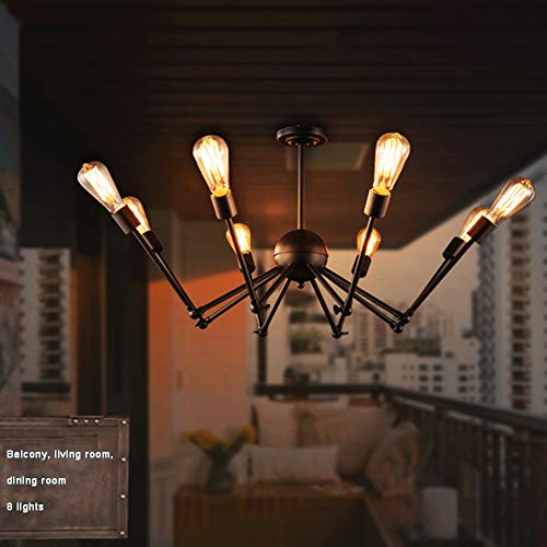 Lustre style industriel vintage en fer noir, luminaire loft salon et bar