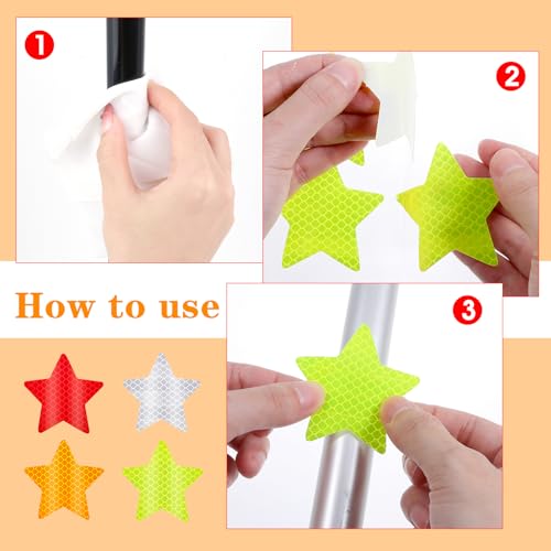Image of Ymapinc 40Pcs Star Shape Reflective Stickers, Warning Safety Reflector Stickers for Kids, Waterproof Safety Helmet Stickers for Vehicles, Bicycles, Motorcyclesc and Construction Workers