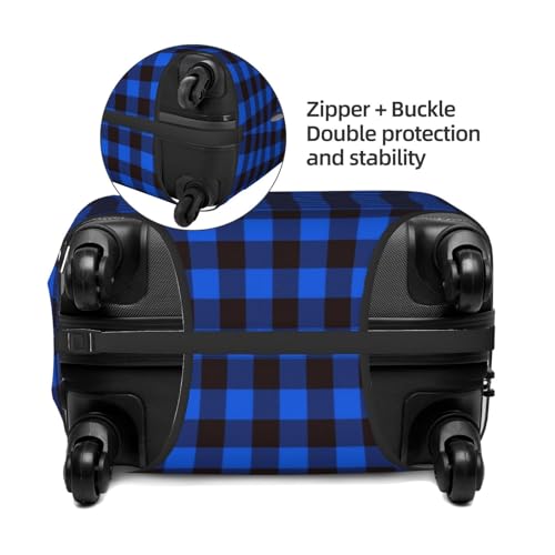 Buffalo Plaid Blue Black For Travel Luggage Cover Suitcase Protector Fits 18-32 Inch Travel Luggage Protector Elastic Luggage Anti-Scratch Suitcase Cover2