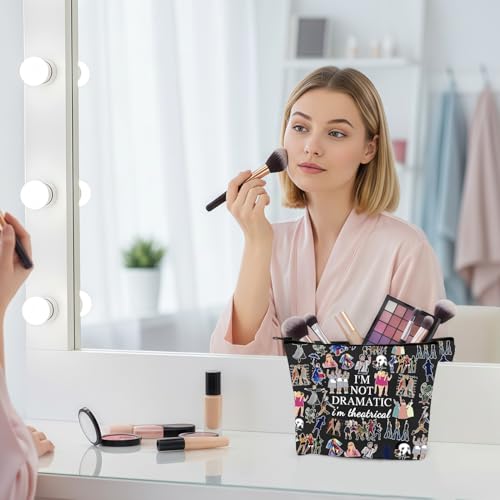 ELNX Trousse à Maquillage Comédie Musicale Broadway, I'm Not Dramatic I'm Theatrical Pochette de Maquillage, Cadeau pour Amateur de Théâtre et Drame, avec Fermeture Éclair, Noir – vue 6
