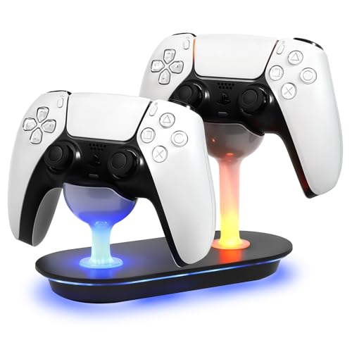 EGGSLINER GAMES PS5 �R���g���[���[ �[�d�X�^���h 2�䓯���[�d DualSense �Ή� �}���`���[�W LED�w�������v �v���X�e5 ���Ӌ@�� �u���b�N