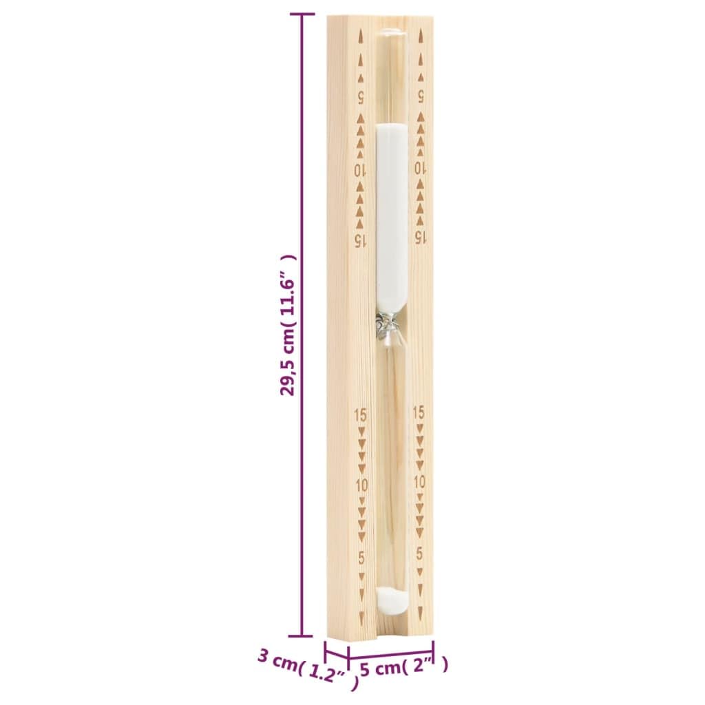 Reloj de arena para sauna de 15 minutos de madera de pino maciza, cristal resistente al calor, marcado en 5 10 y 15 minutos, 29,5 cm para accesorios de sauna, infusión, bienestar y relajación