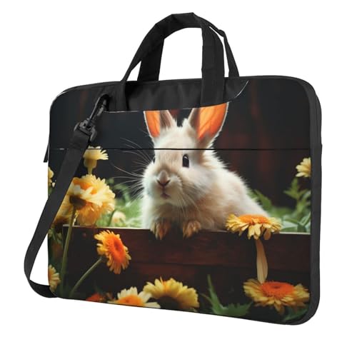 Bolsa para portátil con diseño de flores y conejo miniatura 1