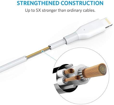 Anker PowerLine 6foot Lightning Cable, MFi Certified for iPhone XS / XS Max / XR / X / 8 / 8 Plus / 7 / 7 Plus / 6 /6 Plus / 5s / iPad, and More (White)