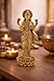 BEXCO Brass Lakshmi Statue on Lotus, Traditional Hindu Deity Idol, Antique Gold Finish, 7 inches, 230 GMS