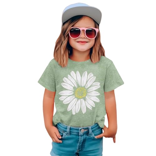 Ritatte Toddler Girl Flower Shirt Cute Daisy Flower Graphic T-Shirt Kids Boho Wildflower Short Sleeve Tees Summer Casual Tops
