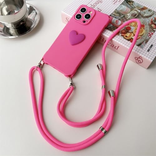 Coque de téléphone avec dragonne en forme de cœur d'amour pour iPhone 13 Pro silicone - 3