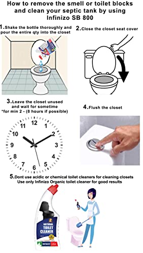 Image of USA SB 800 Natural Bacterial Septic Tank Bio Cleaner & Treatment Liquid, Toilet Block, Over Flow, Odour Remover (Heavy Strong-2Litre)