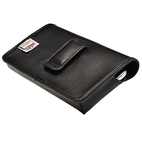 Turtleback Black Leather Holster Case Pouch With Flush Belt Clip - Made In Usa Fits Samsung Galaxy Mega 6.3 With Ob / Ballistic Case- Made In Usa #TOP6