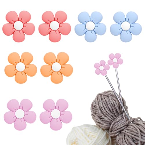 Knitting Needle Stoppers Flower Point Protectors Knitting 8 Pcs Colorful Reusable Knit Accessories for Sewing Quilting Crocheting DIY Art Project