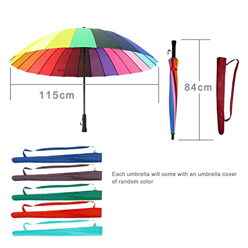 Meizhouer GO-01 24K Color Rainbow Umbrella Fashion Long Handle Straight Anti-Uv Sun/Rain Stick Umbrella Manual Big Parasol thumb #3