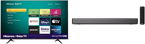 Hisense Smart TV Class R6 Series Dolby Vision HDR 4K UHD Roku de 65 pulgadas con compatibilidad Alexa (65R6G, modelo 2021) y barra de sonido HS214