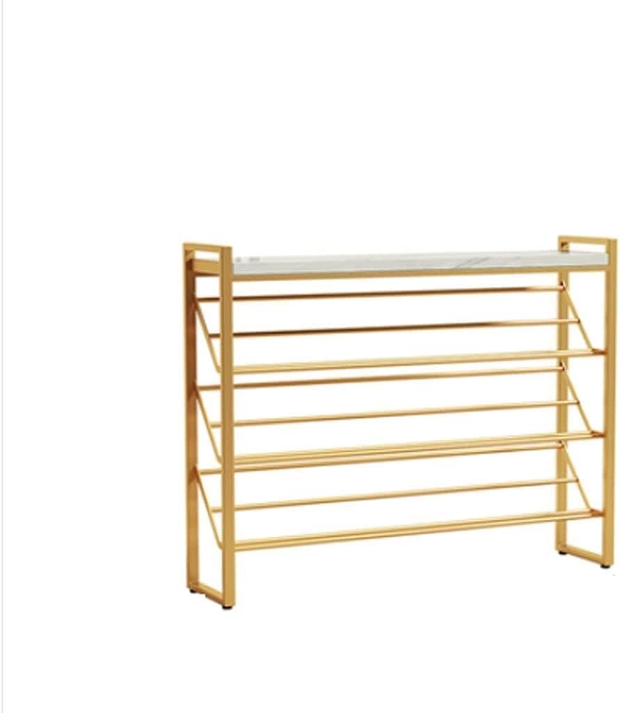 Étagère à chaussures biseautée dorée 3 niveaux pour entrée ultra fine de 80 cm
