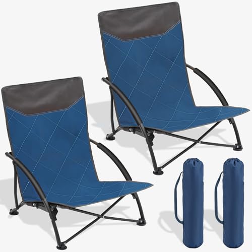 Sekey 2er Set Klappbarer Strandstuhl Extrem Leicht & Tragbar Nur 2 85 kg pro Stück mit Armlehnen für Outdoor Strand Angeln Garten mit niedrigen Beinen Blau