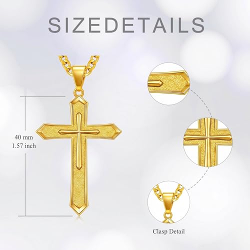 Image of Midari Gold Cross Necklace for Men 18K Gold Cross Pendant Minimalist Faith Necklace Christian Pendant Religious Gift