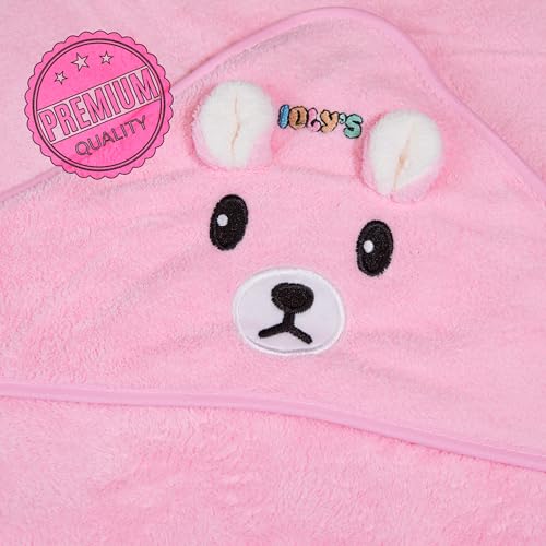 Image of Ioly's Hooded Baby Bath Towels for Newborn Essentials 41 inch Set of 2 Towels with Hood for Kids Babies Toddler Infant (Large) Baby Towel Cosas para Bebes recien nacidos Bath Items (White and Pink)