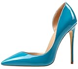  AOOAR Damen High Heels Mode Schuhe Türkis Lackleder Kleid-Partei Pumps EU 45.5
