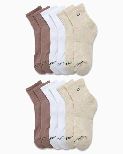 Image of Calvin Klein Womens 12 Pack Terry Cushioned High Quarter Socks