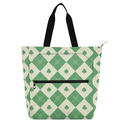 Cute Book Tote Bag for Kids Students Adults, Greem Beige Poker Sturdy Child Book Tote Resuable Grocery Bag Handbag for College Shopping Beach Rainbow