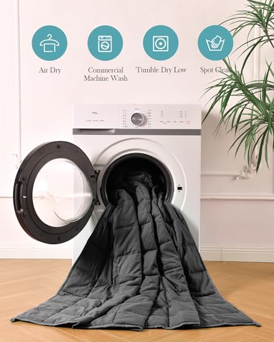 Image of Topblan Weighted Blanket for Adults 12lbs, Soft Cooling Breathable Weighted Throw for Sleeping, Machine Washable Heavy Blanket with Glass Beads for Summer, Sofa Bed, 48 inchx72 inch Twin Size, Black