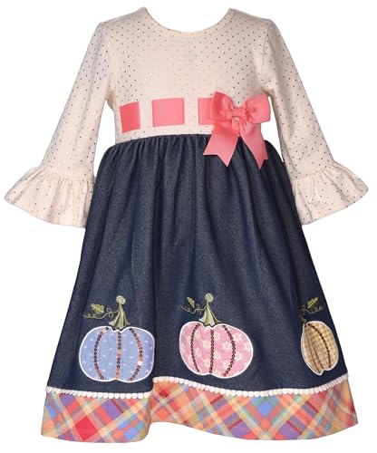 Bonnie Jean Girls 3M-6X Pumpkin Thanksgiving Harvest Dress