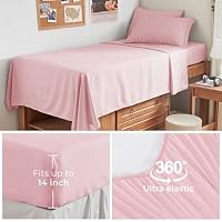 HYMOKEGE Pink Twin XL Comforter Set Seersucker 5 Pieces, All Season Luxury Bed in a Bag for Bedroom, Bedding Set with Comforter, Sheets, Pillowcase & Sham — image 7