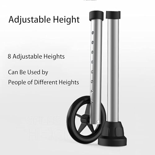 Cadre de marche pliable réglable : déambulateur roues et siège - 4
