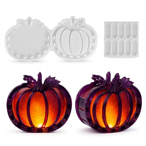 Halloween Pumpkin Resin Molds 2 Pcs Silicone Mold Set for Epoxy
