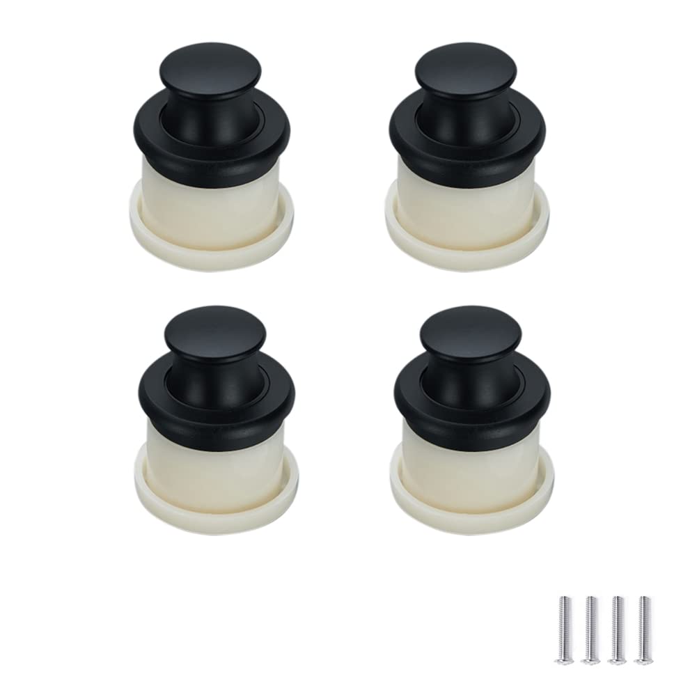 SYDARSYN 4 Pcs Push Button Pop-up Drawer Handles Concealed Handle Kitchen Invisible Cabinet Handles Knobs Round Embedded Handle Single Hole Drawer Knobs (Black)