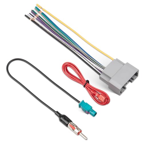 RED WOLF Radio Wiring Harness w/Antenna Adapter for Select 2007-2016 Dodge/2008-2016 Jeep/2007-2016 Chrysler Install Aftermarket Stereo Antenna Adapter Radio Connector Plug