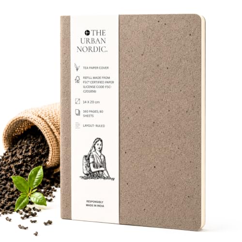 Image of Eco Friendly Notebook A5 | Tree-Free Paper Journal | Tea Waste Cover | Sustainable Diary for Office, Journaling & Gifting | 160 Pages