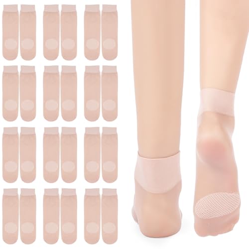12 Paar Nylonstrümpfe Damen Transparente Söckchen mit Rutschfeste Kurze Durchsichtiges Söckchen Unterseite Atmungsaktive Ultradünne Strümpfe Seidensocken Verstärkten Zehen Für Frauen