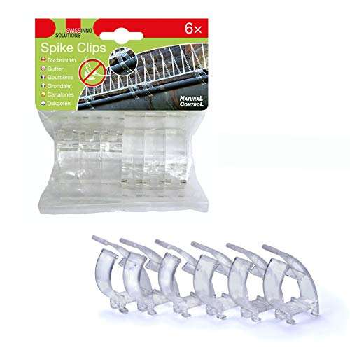 SWISSINNO Clips for Mounting Pigeon Deterrent Spikes on Gutters | Immediate and Easy Mounting - UV-Resistant | 6 pieces