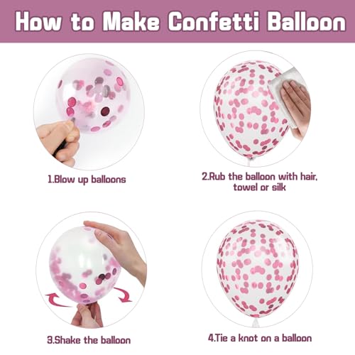 Image of Zesliwy Pink Balloon Hot Pink Balloons Set, 50pcs 12inch Pastel Light Pink Metallic Pink Confetti Balloons for Princess Birthday Wedding Bridal Shower Valentine's Day party Decorations