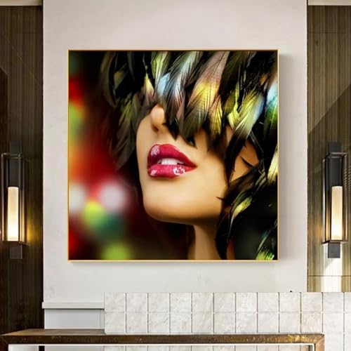 Affiches et impressions sur toile lèvres rouges décor de salon 55x55 cm