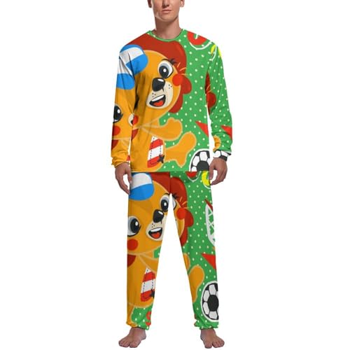 Pijama homme Lion Soccer ensemble manche longue idée cadeau homme