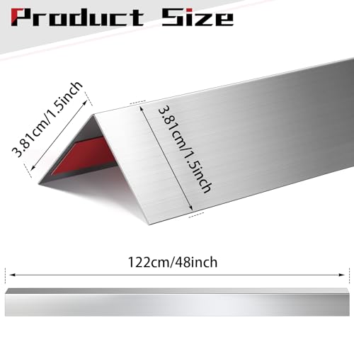 Image of Therwen 5 Pcs 1.5 x 1.5 x 48 Inches 304 Stainless Steel Corner Guards Metal Wall Guard Protector Corner Trim Molding for Door Countertop Furniture Cabinet Protection