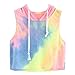 Produktbild Amlaiworld Damen Sommer Strand Happy T-Shirt elegant Mädchen Niedlich pullis Mode Farbverlauf bauchfrei Oberteile Sport locker Gemütlich Bluse (L, A, Blau)