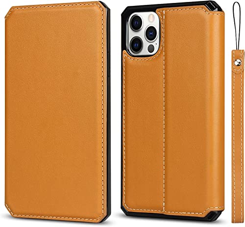 Étui téléphone iPhone 11 jaune en cuir avec fentes pour cartes