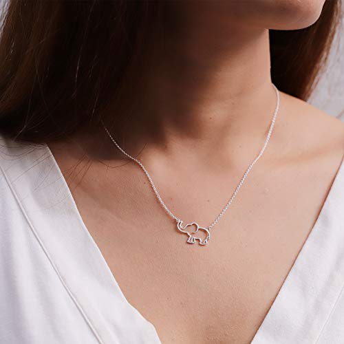 Boma Jewelry Sterling Silver Open Elephant Outline Animal Pendant Necklace, 18 Inches3