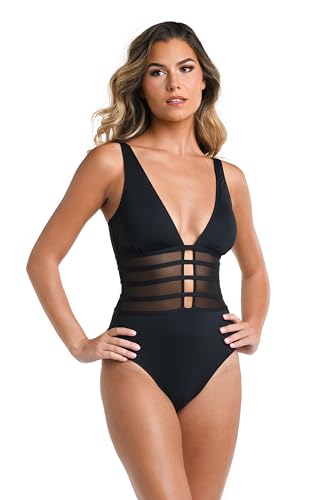 La Blanca Women's Island Goddess Mesh Over The Shoulder One Piece Swimsuit3