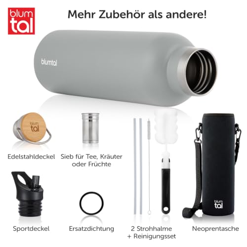 Blumtal Thermosflasche 500ml Ultimate Grey Edelstahl Trinkflasche – Ansicht 2