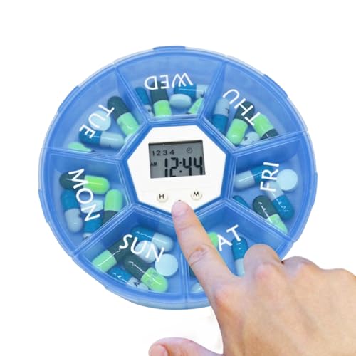 Pastillero digital con alarma y compartimentos de mañana día y noche para viajes