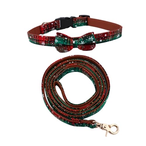 Collar ajustable de copo navideño de dos piezas con correa para perro 2