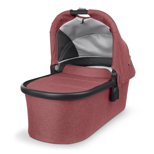 Image of UPPAbaby Bassinet/Compatible with Vista, Cruz, Ridge, Minu Strollers/Overnight Sleep Solution/Mattress, Sheet, and Bug Shield Included/Lucy (Rosewood Mélange/Carbon Frame)