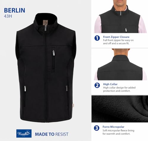 Image of REIMER | Men Softshell Vest Waterproof Windproof Thermal Neoprene Sleeveless Elegant Breathable Fit Zipper Pockets