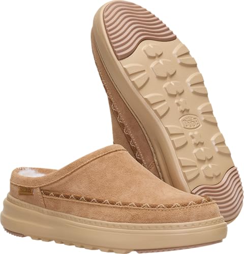 Image of HEYDUDE Women's Remi Toastee Suede Clog Slip On Shoe | Lightweight Easy On Sherpa Lined | Durable Grip Outsole