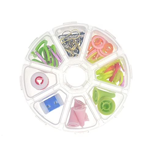 ULDIGI 89-Piece Knitting Tool Set Metal Plastic Stitch Markers Circle Markers Row Counter Needle Caps Storage Box Ideal for DIY Knitting Projects
