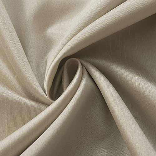 Image of GYROHOME Faux Silk Room-Darkening Blackout Curtains with Beige Liner, Solid Window Treatment Drapes for Bedroom Living Room, Thermal Insulated Grommet Top (2Panels,52x108inch,Light Gold)